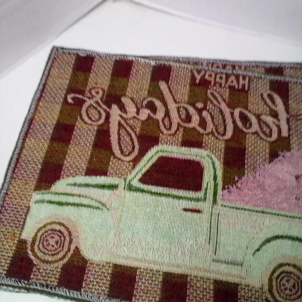 Christmas Placemat Lot of 4 Red Truck Tree Fabric 18